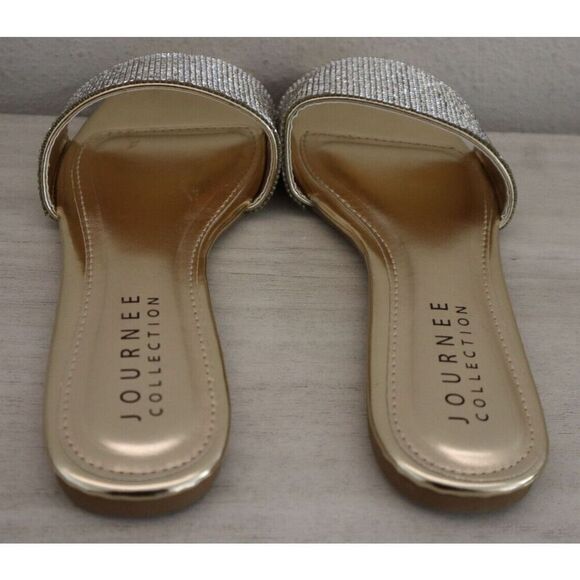 Journee Collection 007226 Women's Sz 7 Gold Embellished Grayce Slide Sandals - Picture 2 of 13